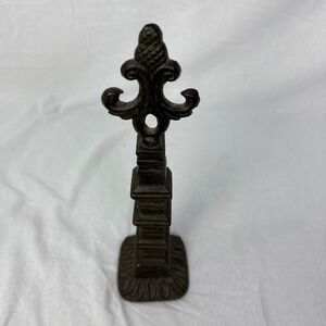 Cast Iron Fleur De Lis Finial Statue Bookend Shelf Decor Accent Piece